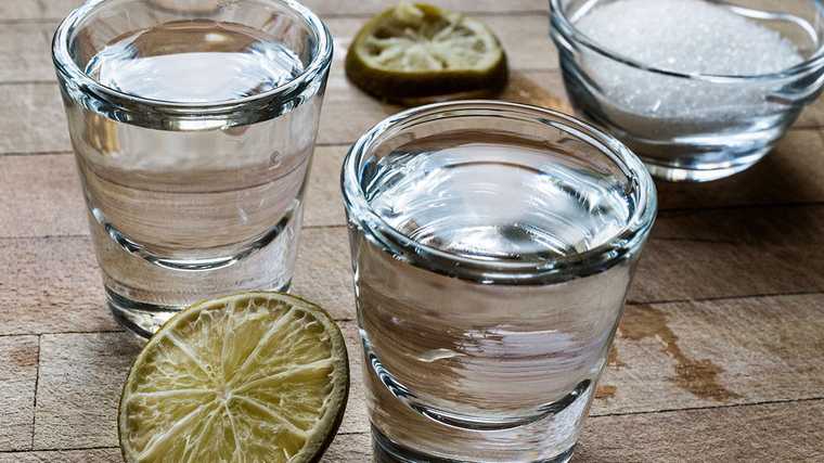Mezcal Tequila Shots with Lime and Salt