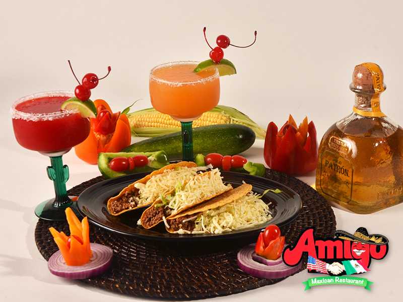 A gorgeous plate of tacos, also known as the best gift for Valentine’s Day, from Amigo Mexican Restaurant.